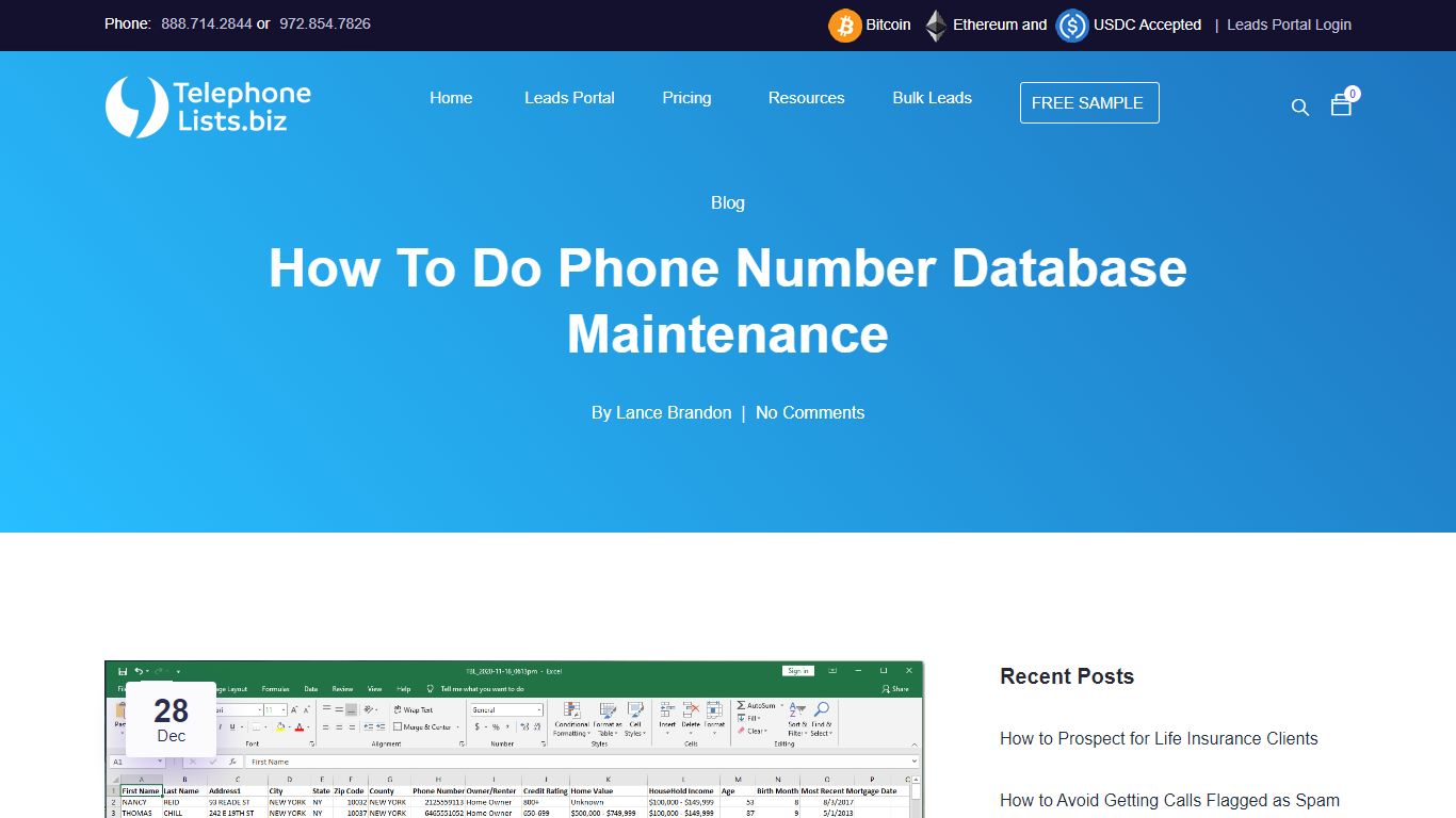 Phone Number Database Best Practices | TelephoneLists.Biz
